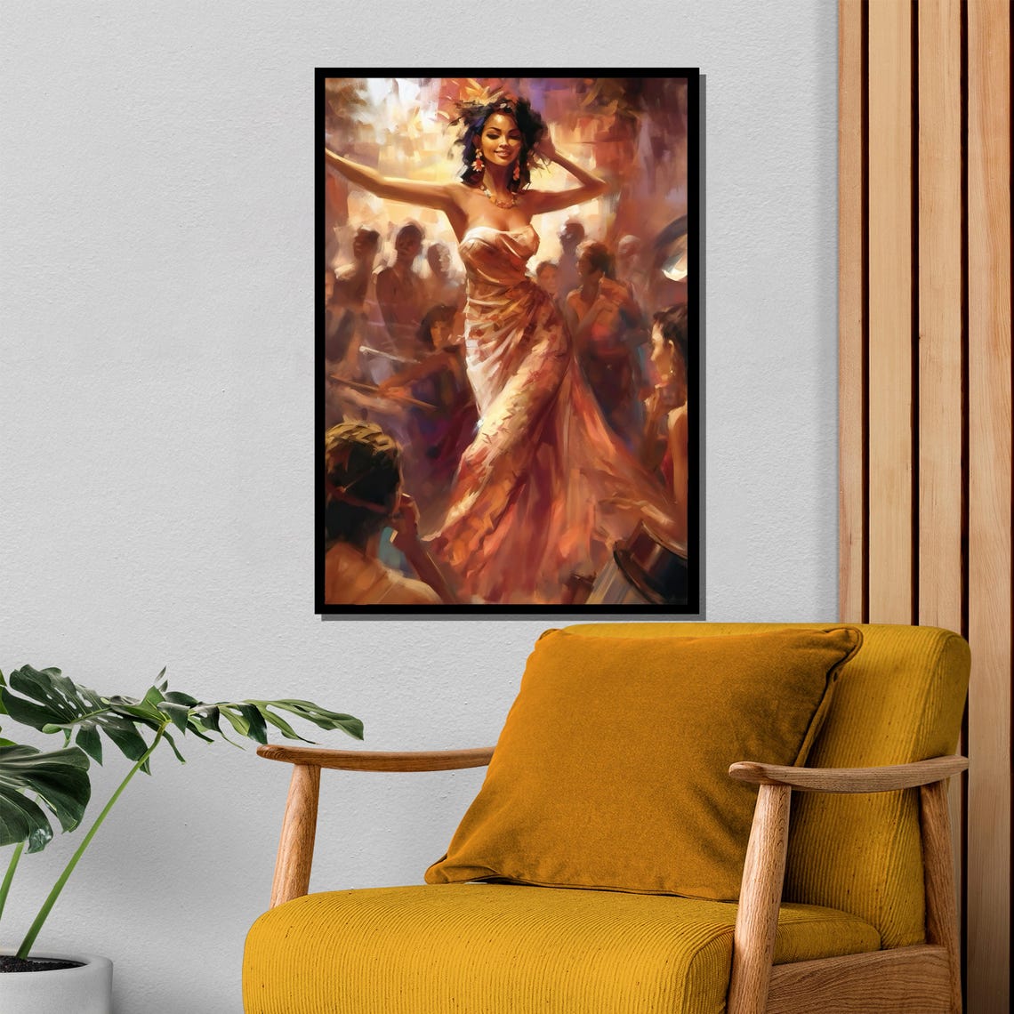 Flamenco Dancer Celebrating in Warm Golden Crowd Painting Poster - Image 4
