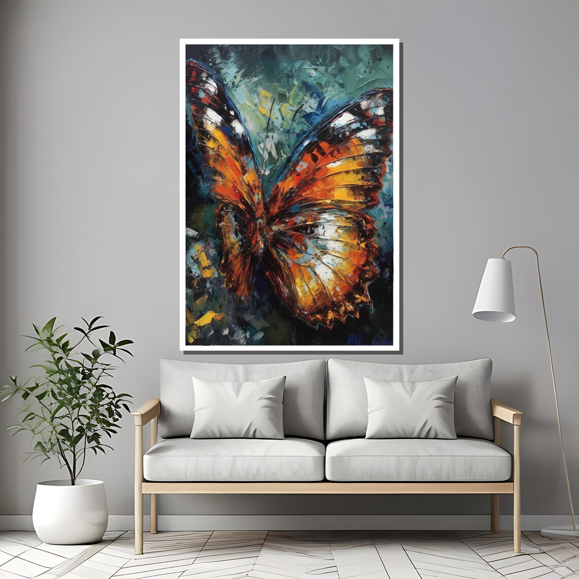Monarch Butterfly Impasto Oil Painting Vibrant Nature Art Poster - Image 2