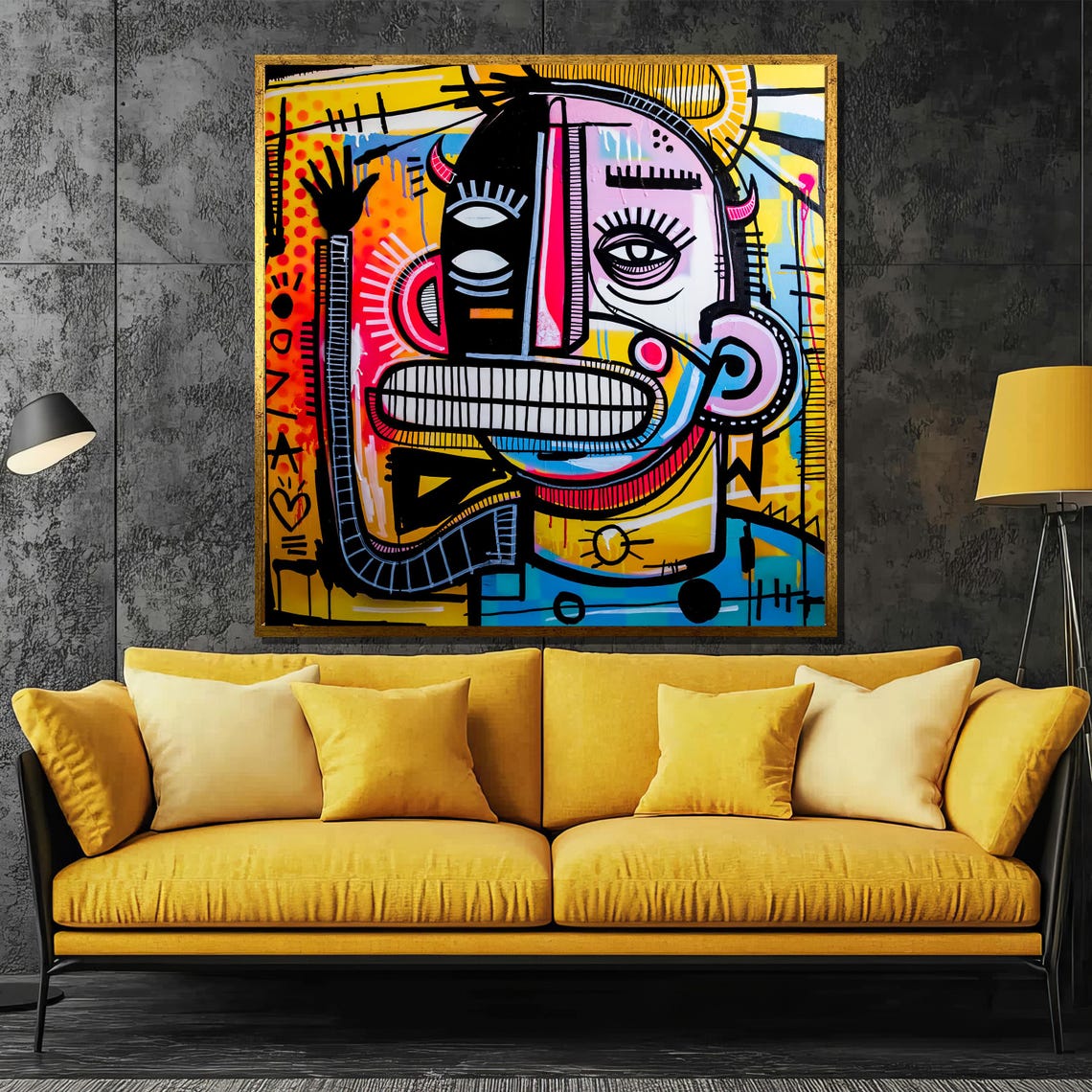Abstract Graffiti Face Neo Expressionist Colorful Style Poster
