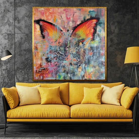 Colorful Abstract Butterfly Painting Vibrant Wall Art Gift For Nature Lovers And Modern Home Decor
