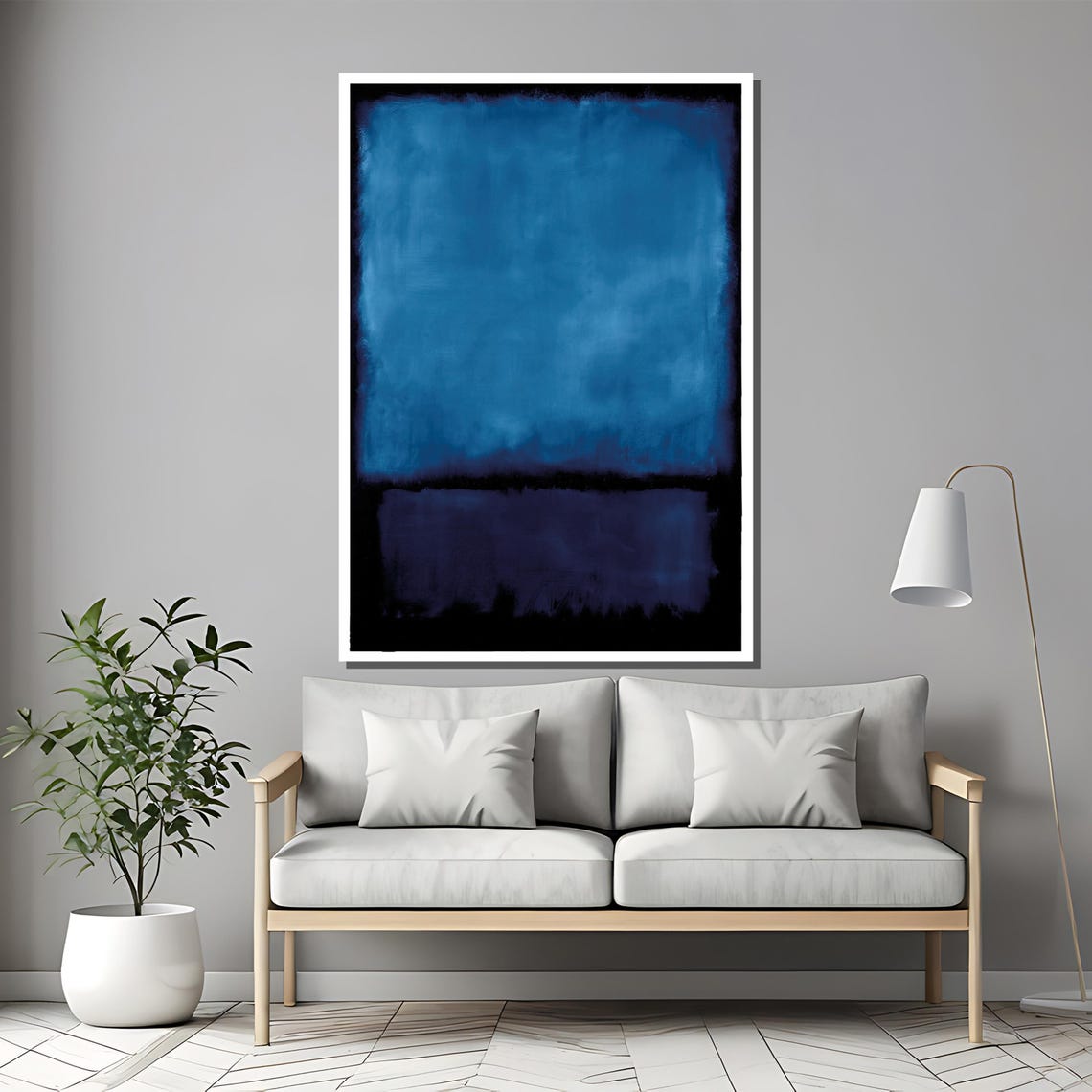 Rich Cobalt And Midnight Blue Serene Calm Color Field Art Poster - Image 2