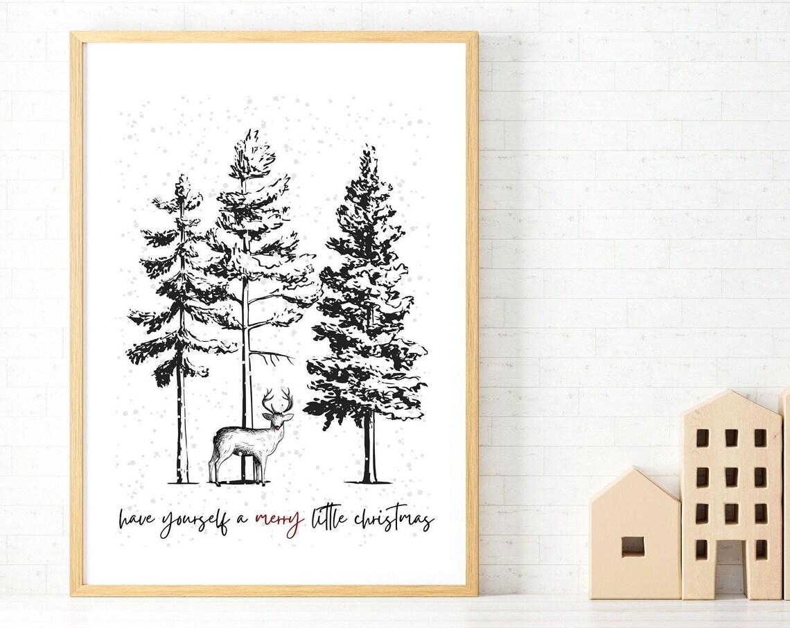 Have Yourself a Merry Little Christmas Reindeer Wall Decor Poster
