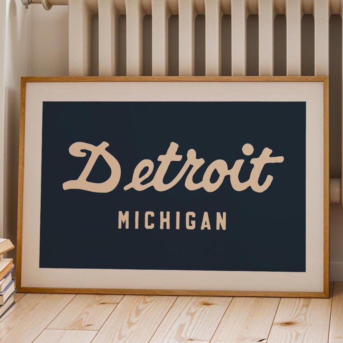Retro Detroit Michigan Art Print, City Wall Decor
