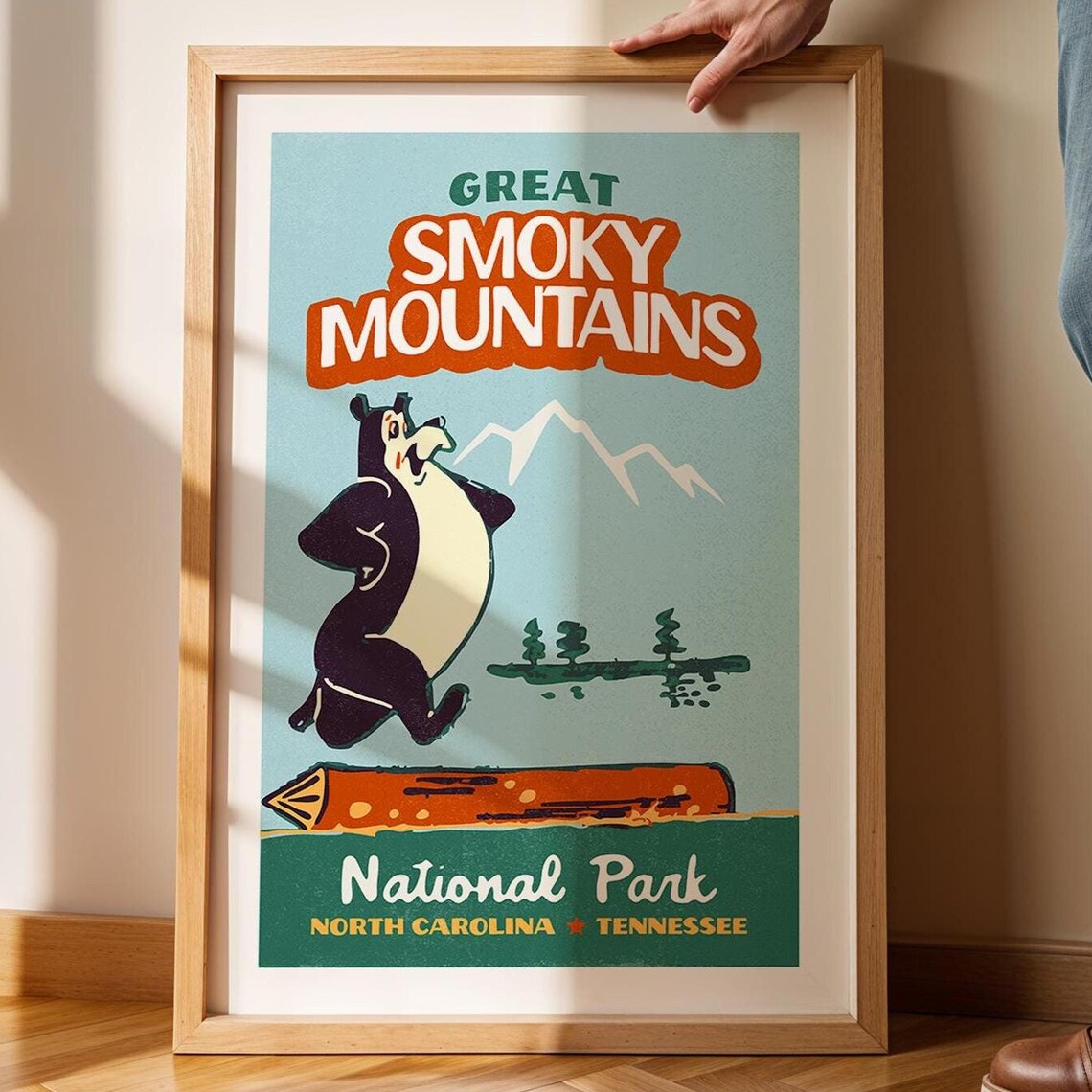 Retro Smoky Mountains Travel Poster, National Park
