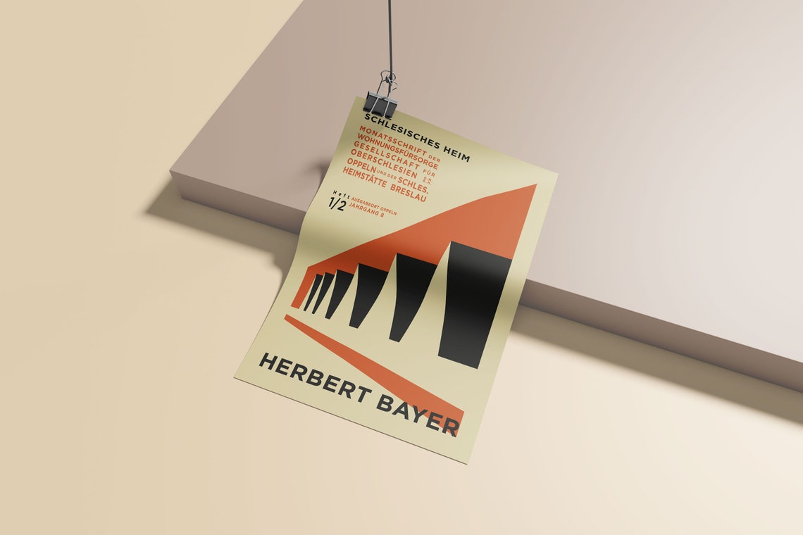 Herbert Bayer Schlesisches Heim Orange Geometric Bauhaus Poster - Image 3
