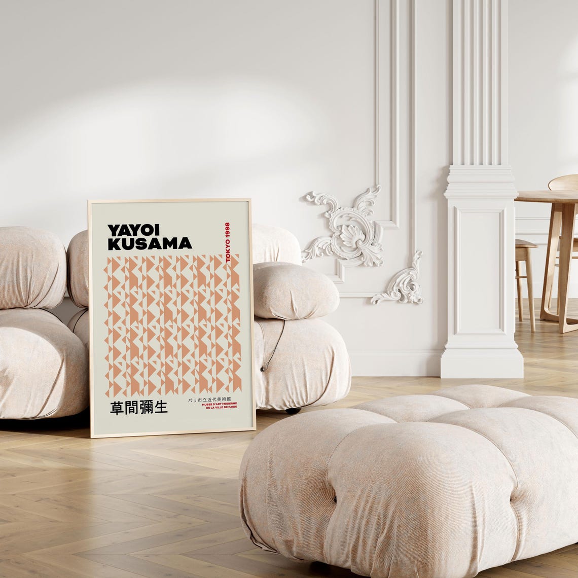 Yayoi Kusama Tokyo 1998 Peach Triangle Pattern Exhibition Art Poster