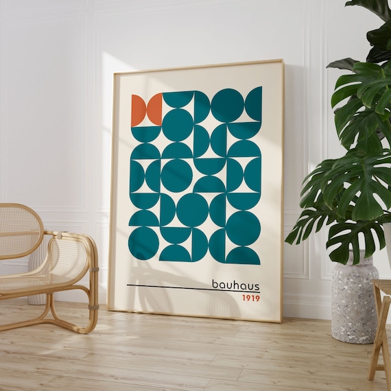 Bauhaus Poster Print Bauhaus Printable Exhibition Poster Geometric Wall Art Mid Century Modern Retro Decor Minimalist Wall Art