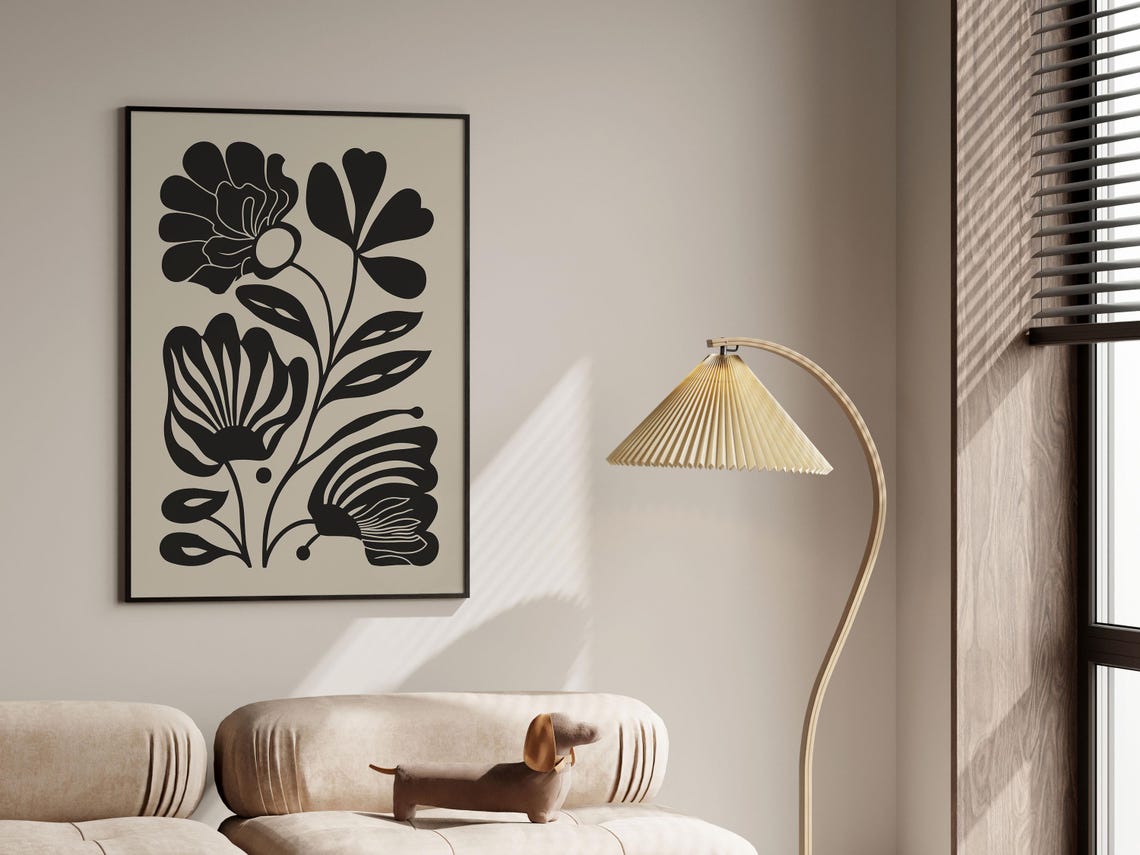 Black Bloom Botanical Abstract Poster in Matisse Cut-Out Style - Image 3