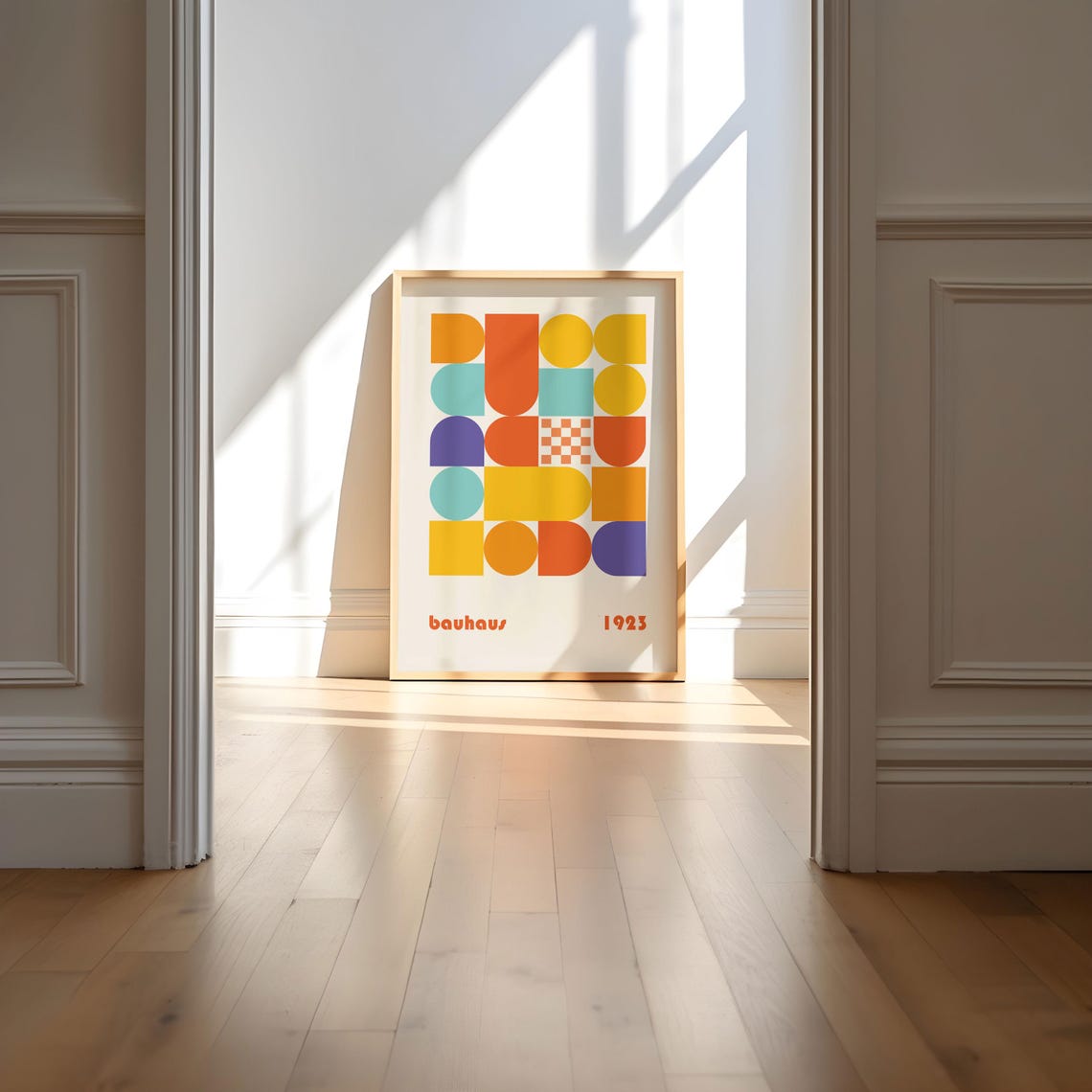 Bauhaus 1923 Warm Checkerboard Geometric Grid Exhibition Poster - Image 4