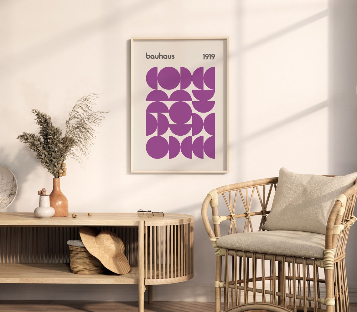 Bauhaus Deep Purple Circle Grid 1919 Minimalist Geometric Print - Image 5