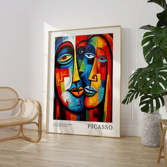 Pablo Picasso Wall Art Print Vintage Maximalist Abstract Geometric Faces Poster Famous Artist Print Instant