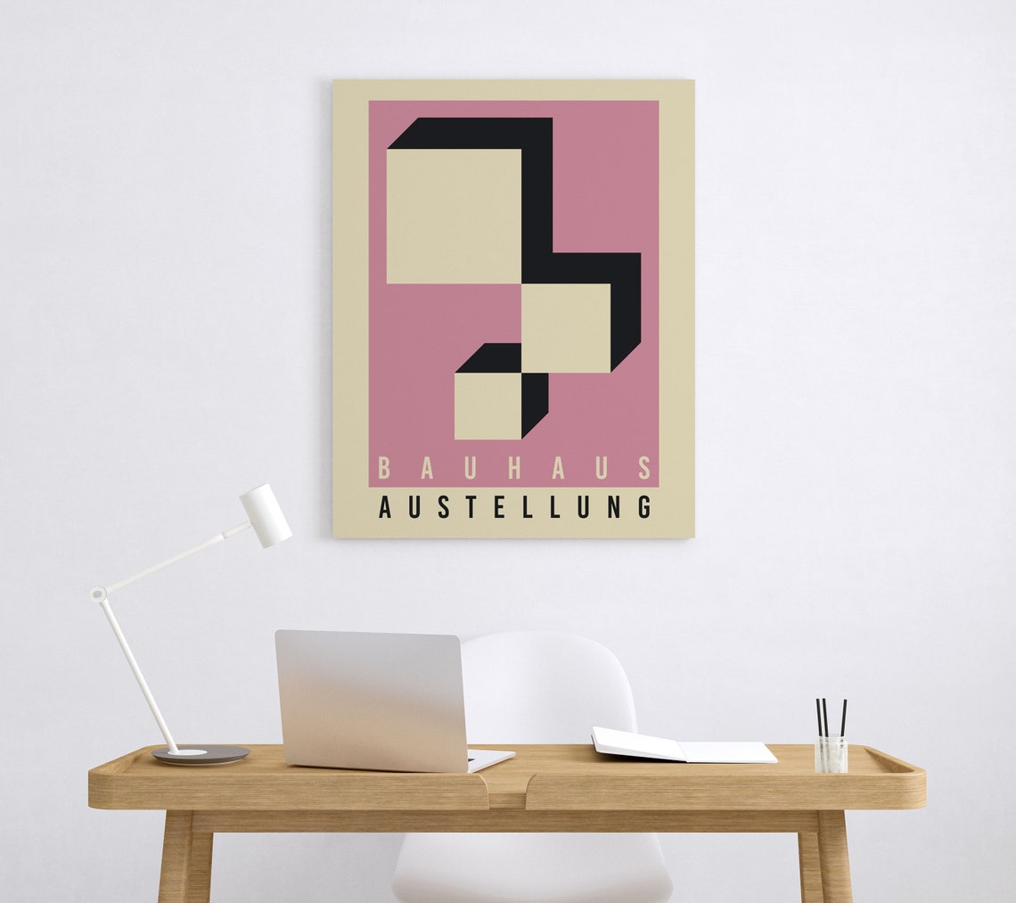 Bauhaus Ausstellung Poster Pink Black 3D Geometric Blocks Modern Art - Image 5