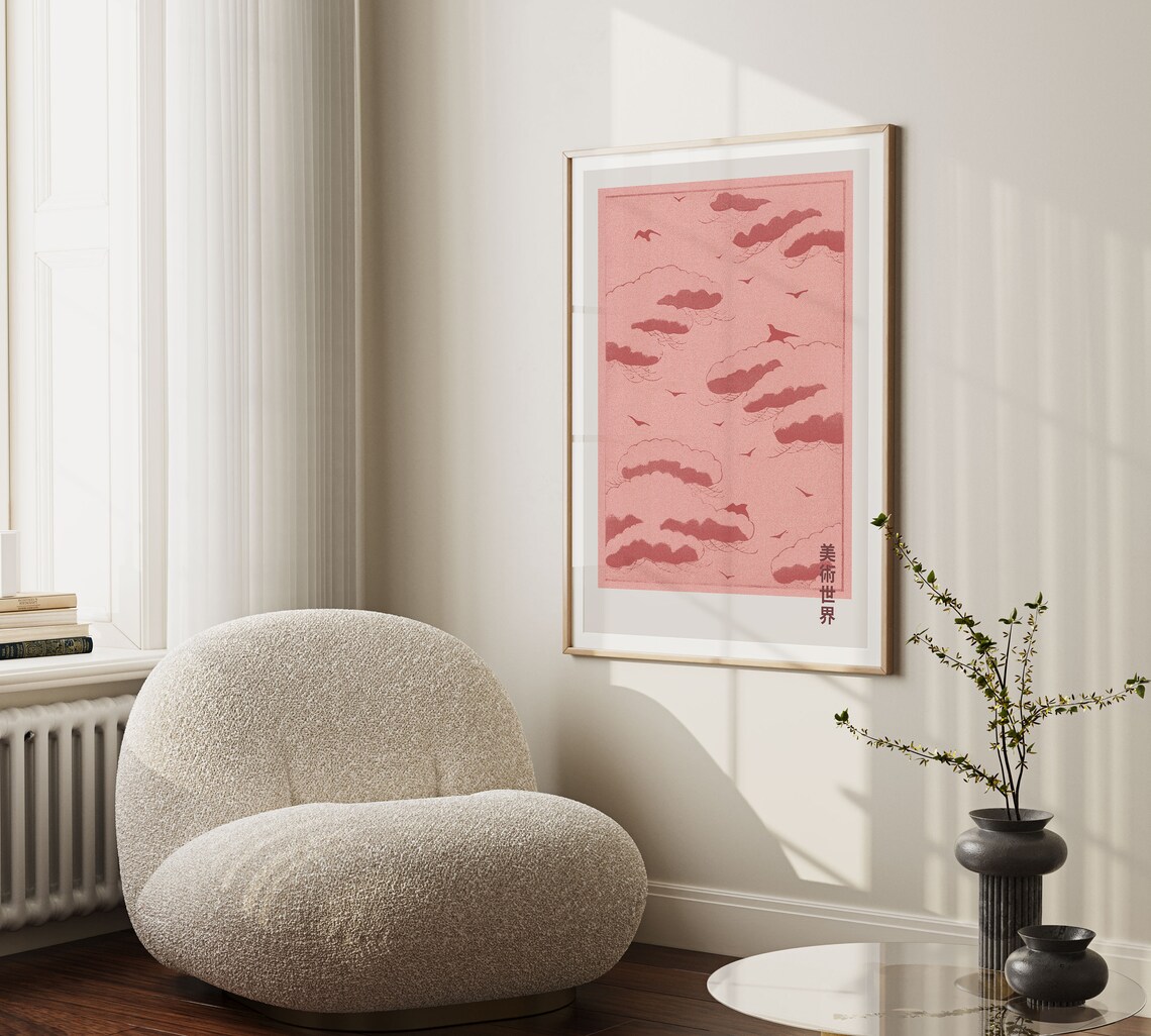 Pink Sky Cloud Japanese Poster Art Print - Image 2