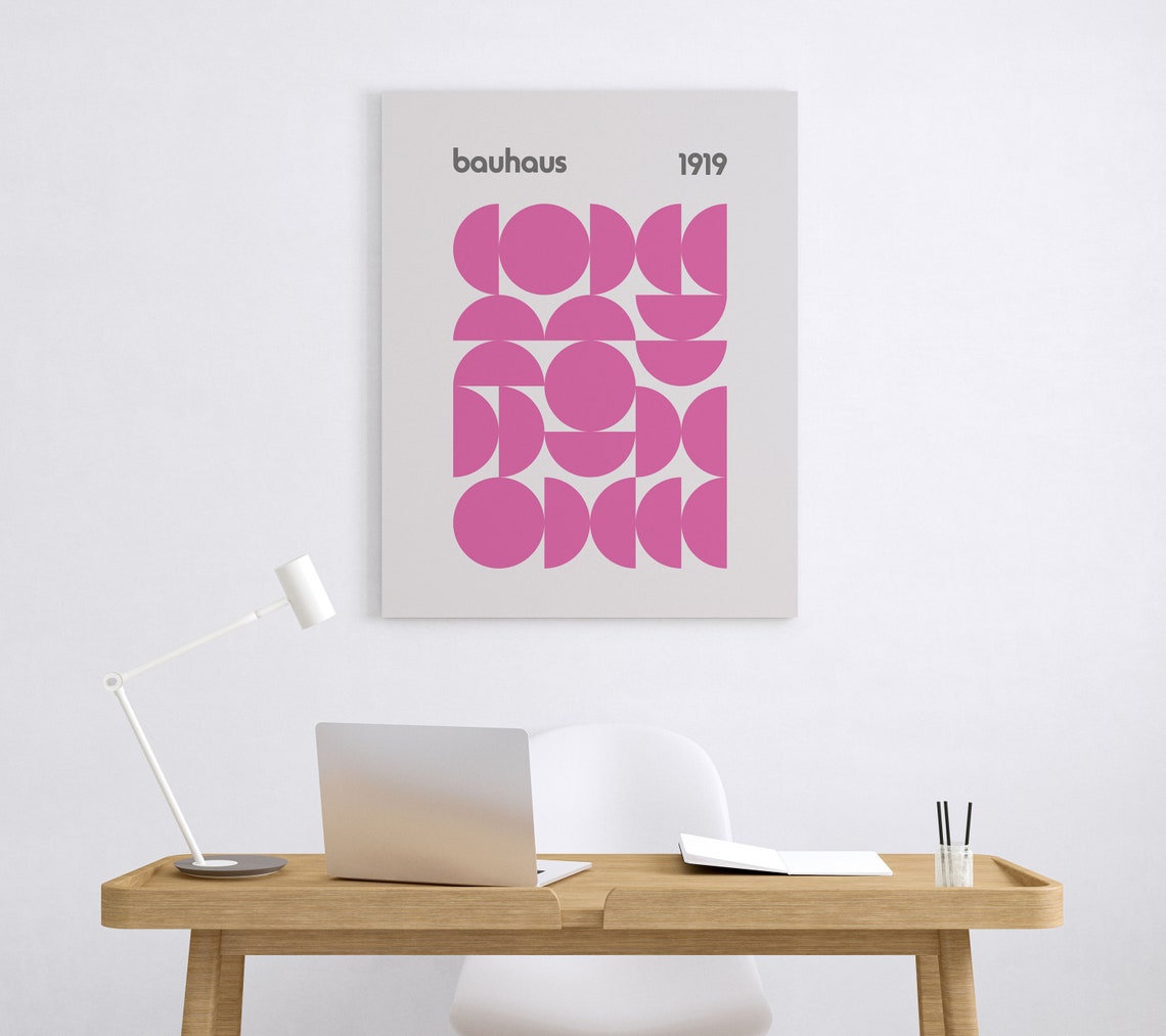 Bauhaus Hot Pink Circle Grid 1919 Minimalist Geometric Poster - Image 3