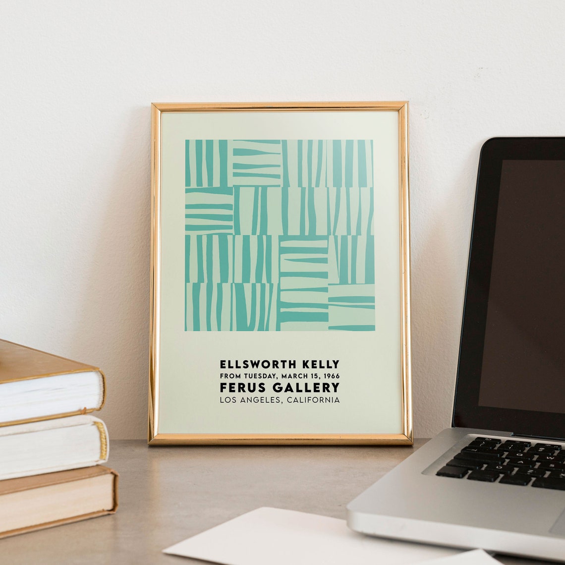 Ellsworth Kelly Mint Green Stripes Ferus Gallery Art Exhibition Poster - Image 3