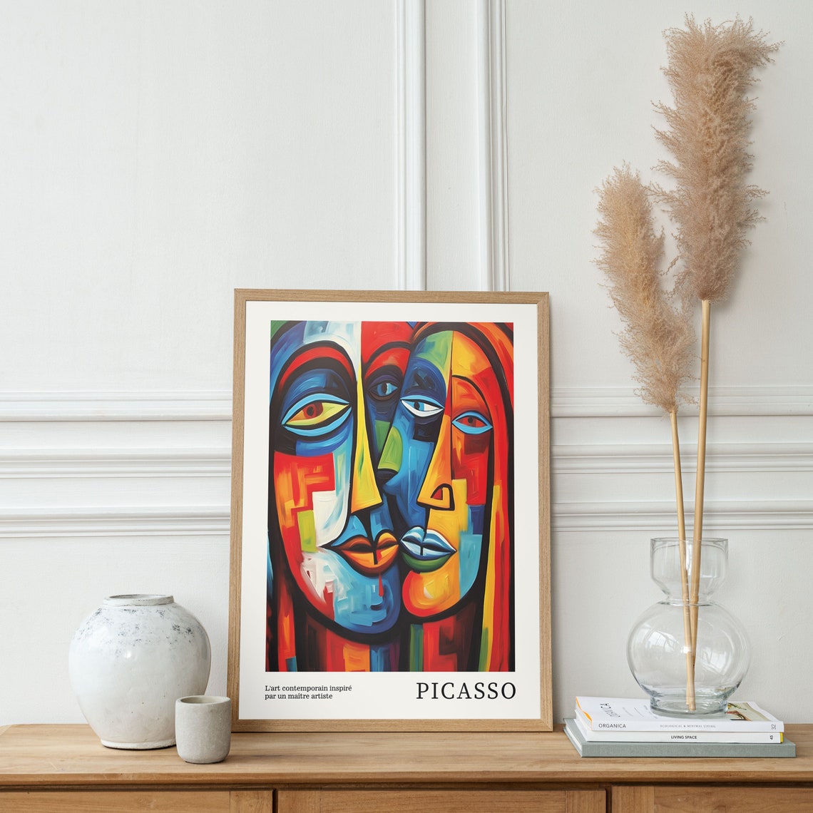 Vibrant Cubist Faces Picasso Inspired Multicolor Abstract Wall Poster - Image 4