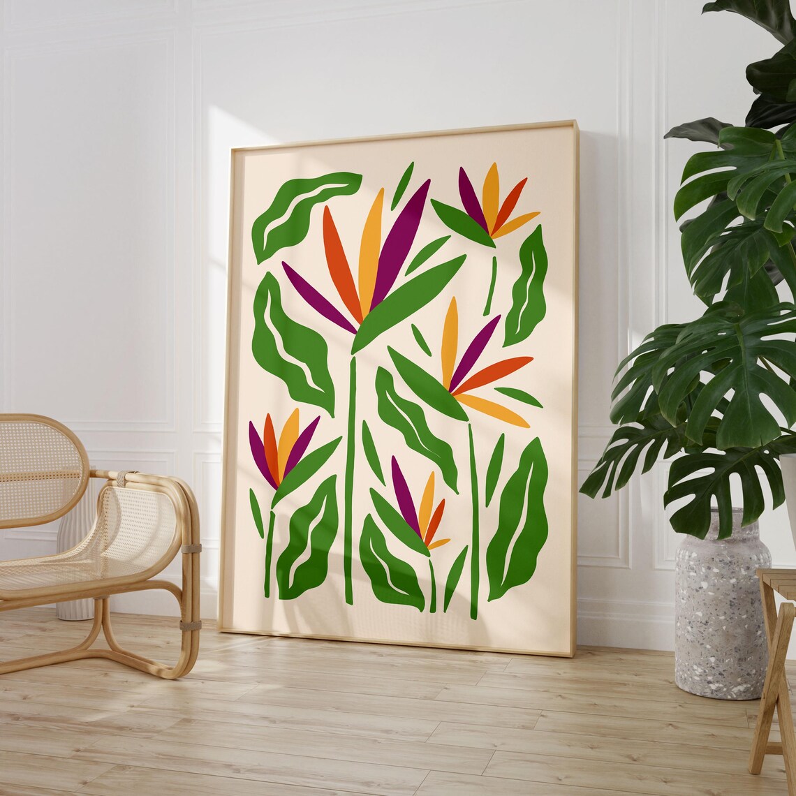 Bird of Paradise Bloom Bold Maximalist Tropical Flower Poster