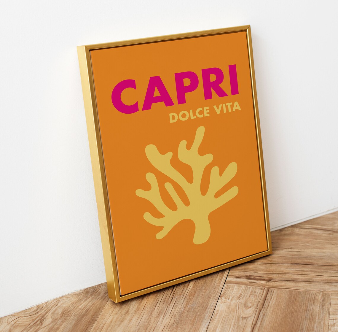 Capri Dolce Vita Orange Coral Graphic Retro Italy Travel Poster - Image 4