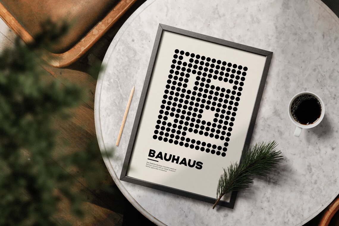 Blackwhite Geometric Bauhaus Poster, Office Decor - Image 3