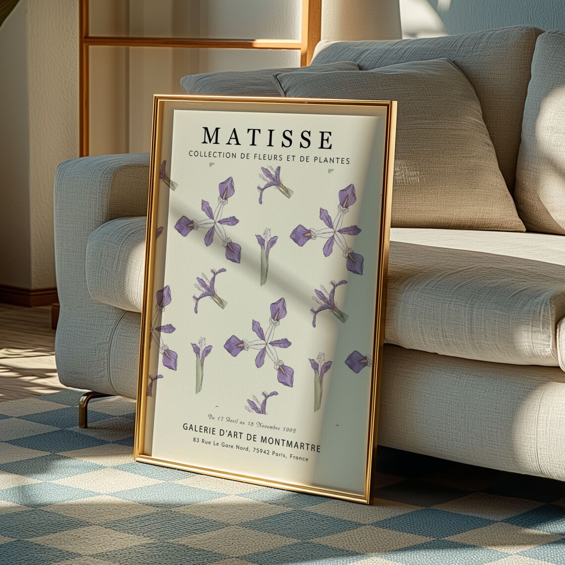 Matisse Purple Iris Blossom Scattered Floral Gallery Art Print - Image 5