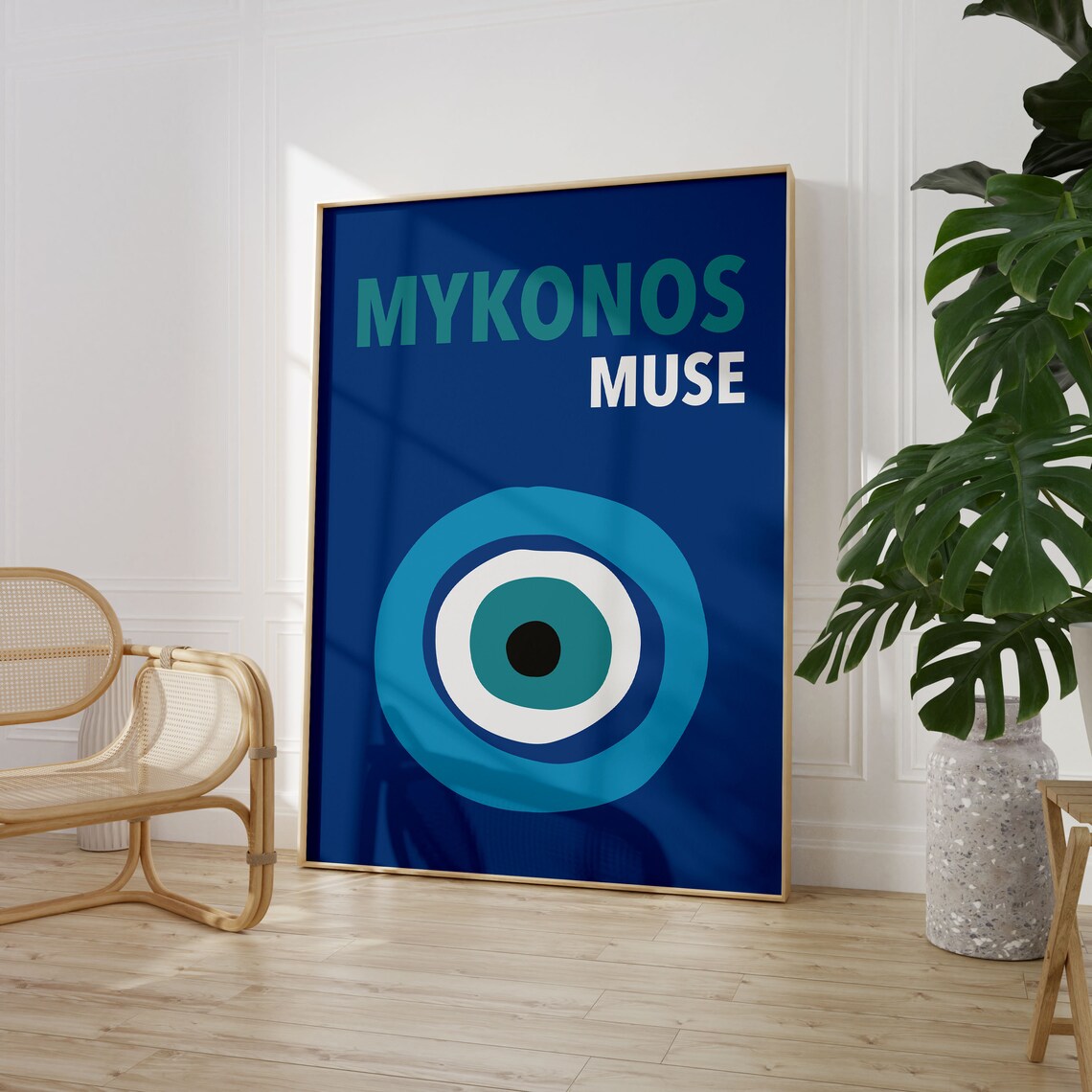 Mykonos Muse Travel Poster, Greece Beach Decor