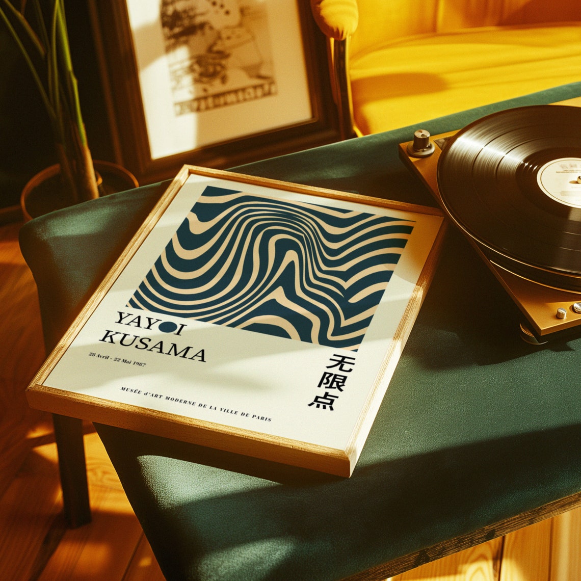 Yayoi Kusama Dark Navy Vertical Wavy Lines 1987 Exhibition Poster - Image 5