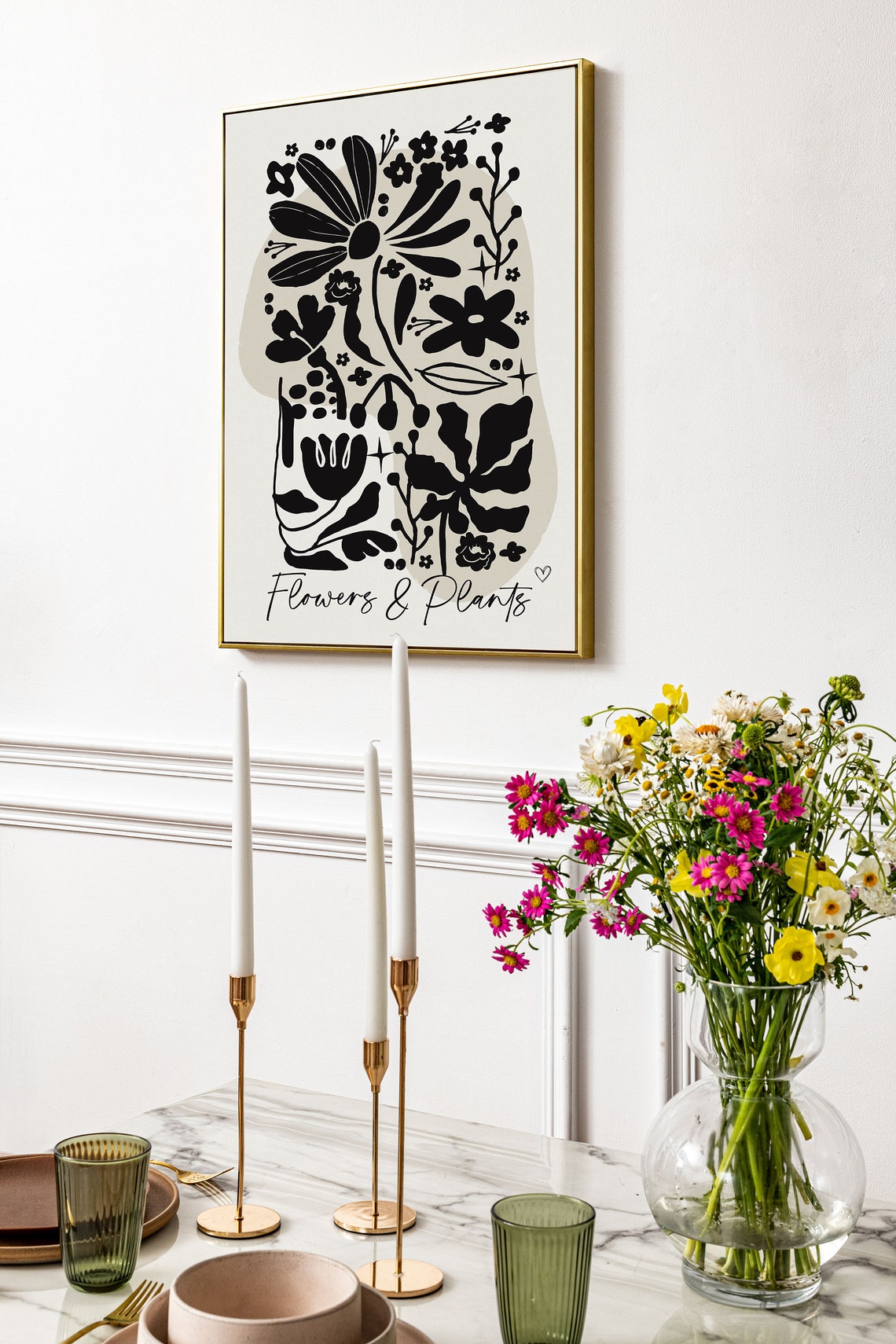 Black and Cream Flowers and Plants Elegant Script Botanical Poster - Image 3