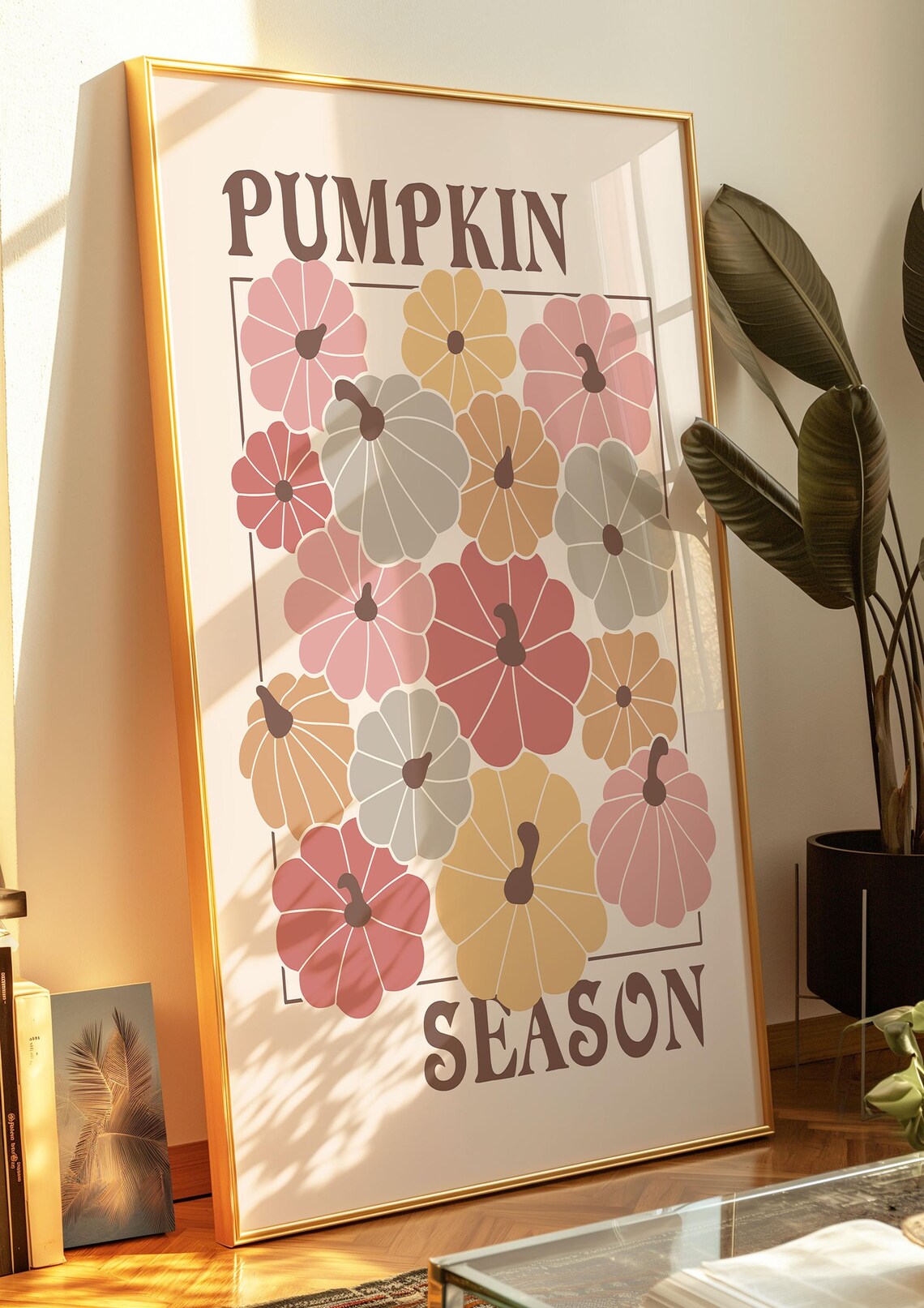 Pumpkin Season Retro Fall Pumpkin Grid Farmhouse Decor Poster - Image 3