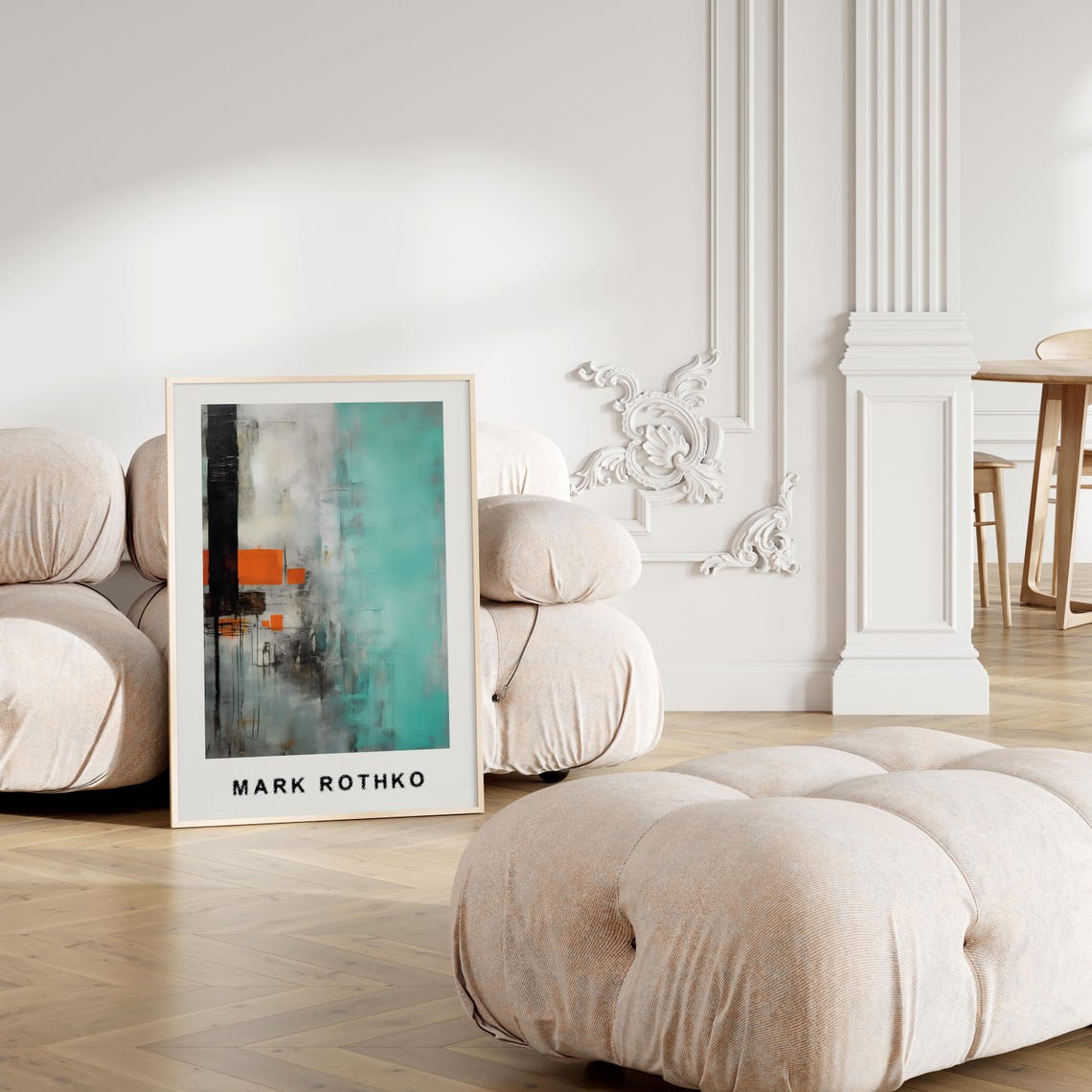 Mark Rothko Style Orange Black and Teal Modern Abstract Poster - Image 4