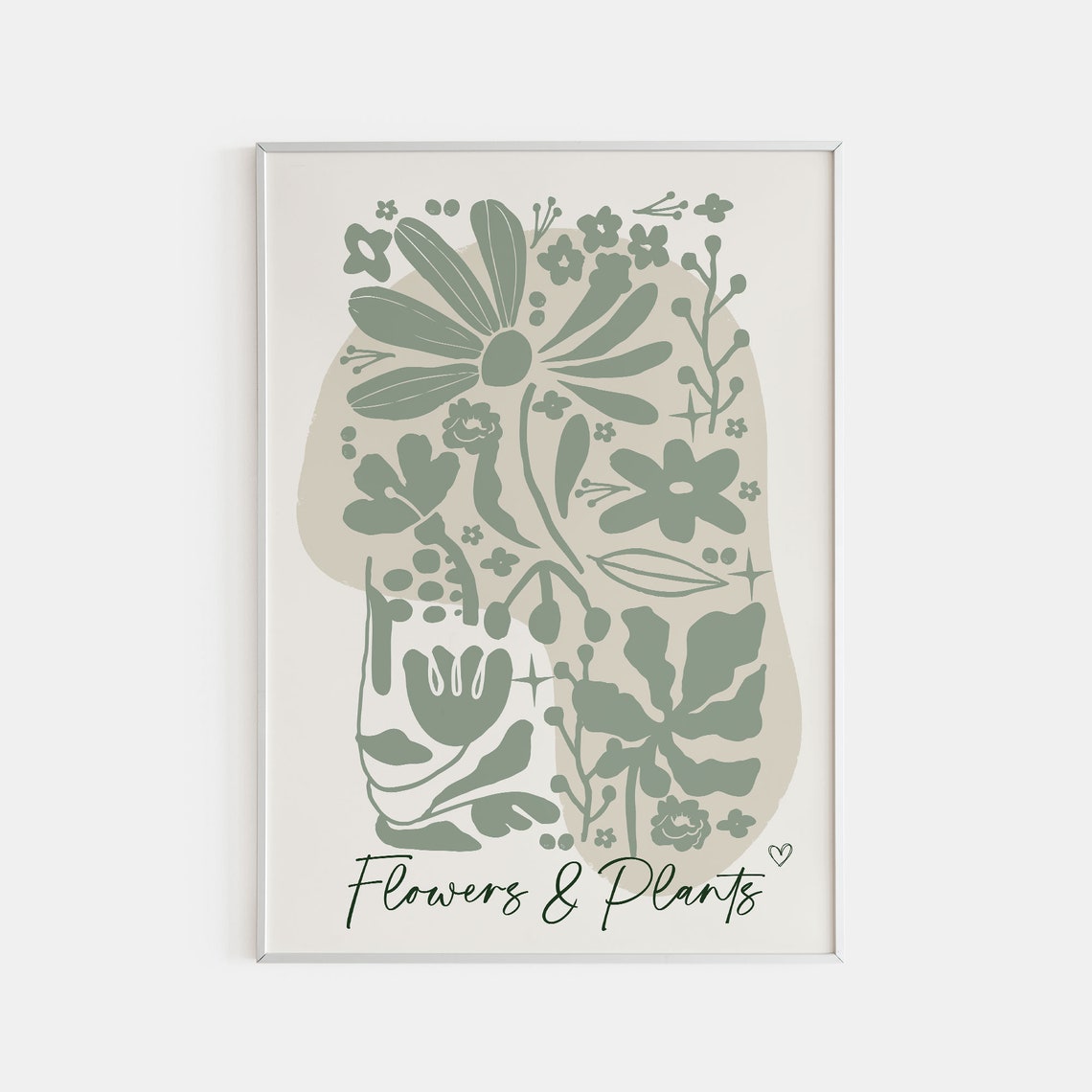 Sage Green Arch Botanical Flowers and Plants Calligraphy Art Poster - Image 2
