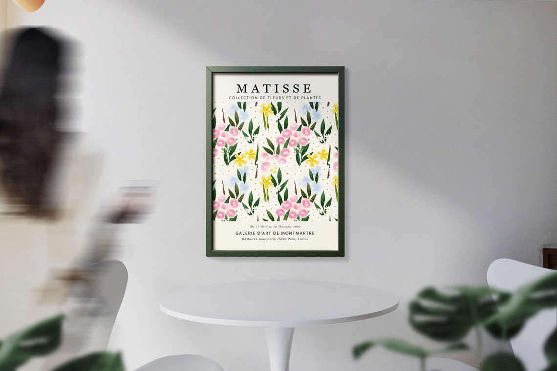 Matisse Pink White Yellow Wildflower Stripe Floral Gallery Print - Image 3