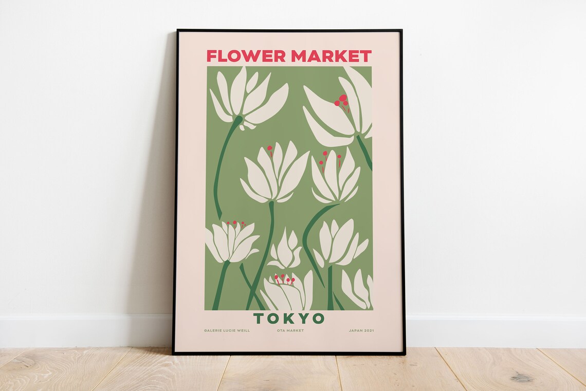 Green Flower Market Tokyo Poster, Matisse-Inspired - Image 2