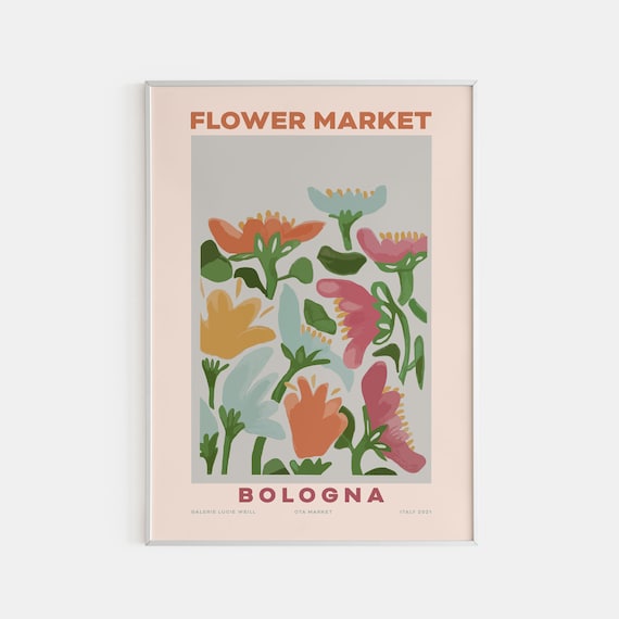 Bologna Flower Market Poster Pastel Bouquet Soft Painterly Floral Art