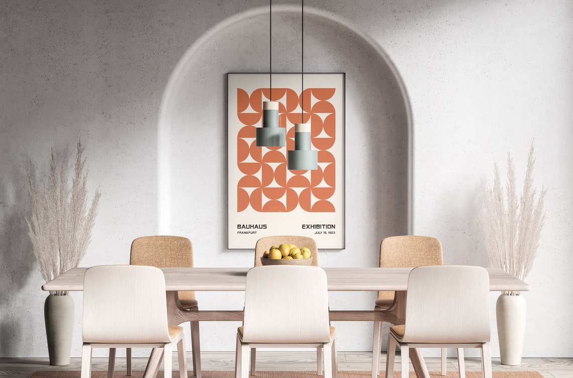 Bauhaus Frankfurt Exhibition Burnt Orange Circle Grid 1923 Poster - Image 5