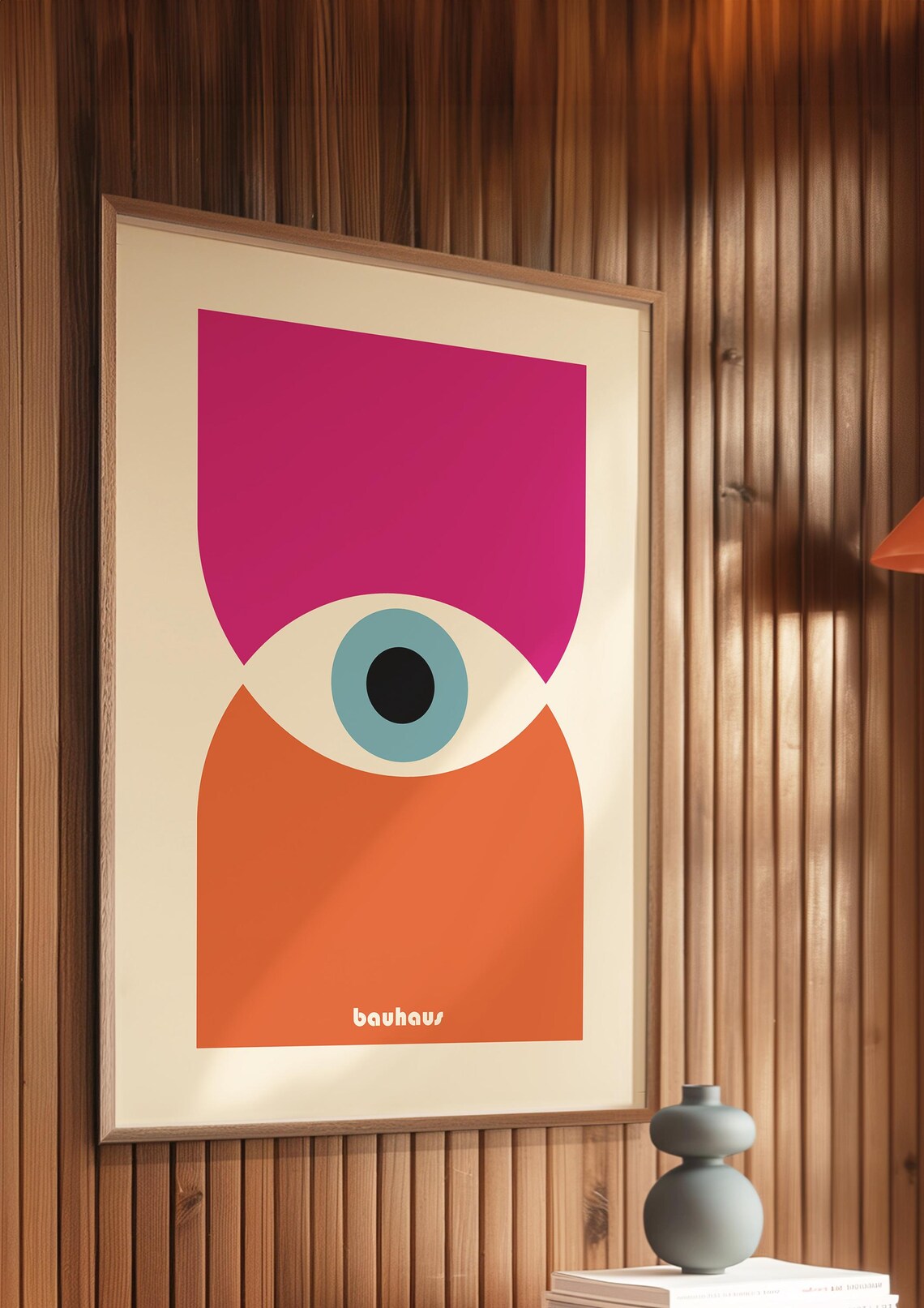 Bauhaus Hot Pink Orange Geometric Eye Abstract Modern Art Poster - Image 3