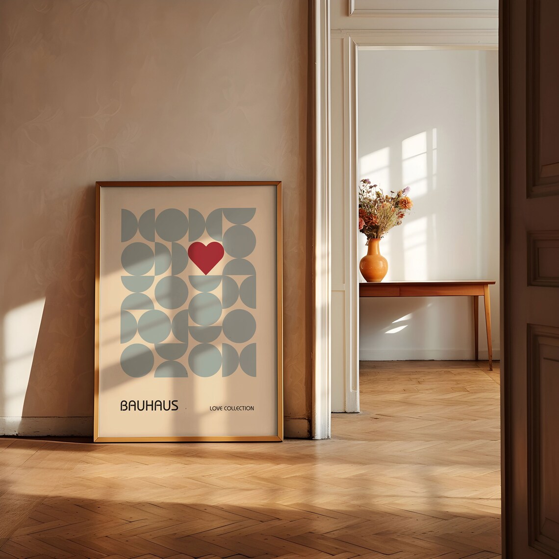 Baby Blue Geometric Circle Heart Bauhaus Love Collection Poster - Image 4