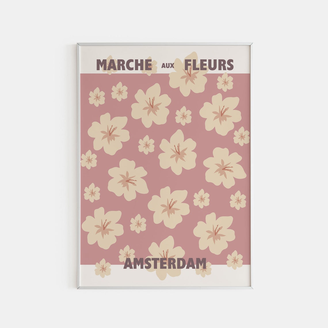 Amsterdam Marche Aux Fleurs Poster Cream Blossoms On Rose Floral Art