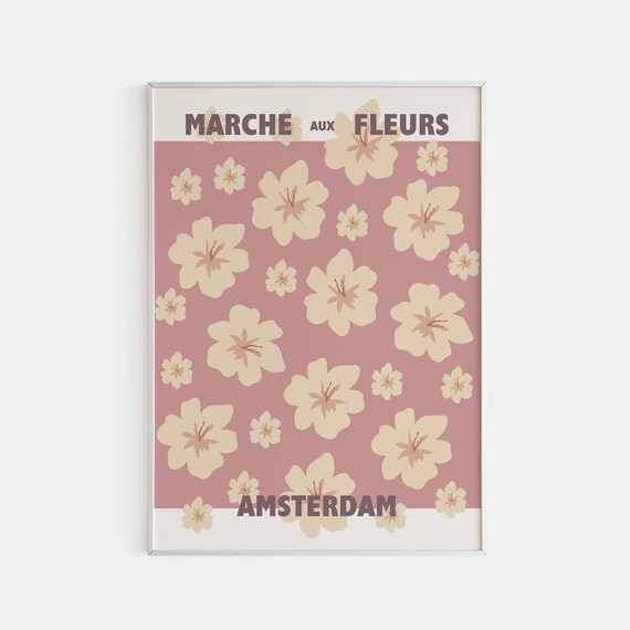 Amsterdam Marche Aux Fleurs Poster Cream Blossoms On Rose Floral Art