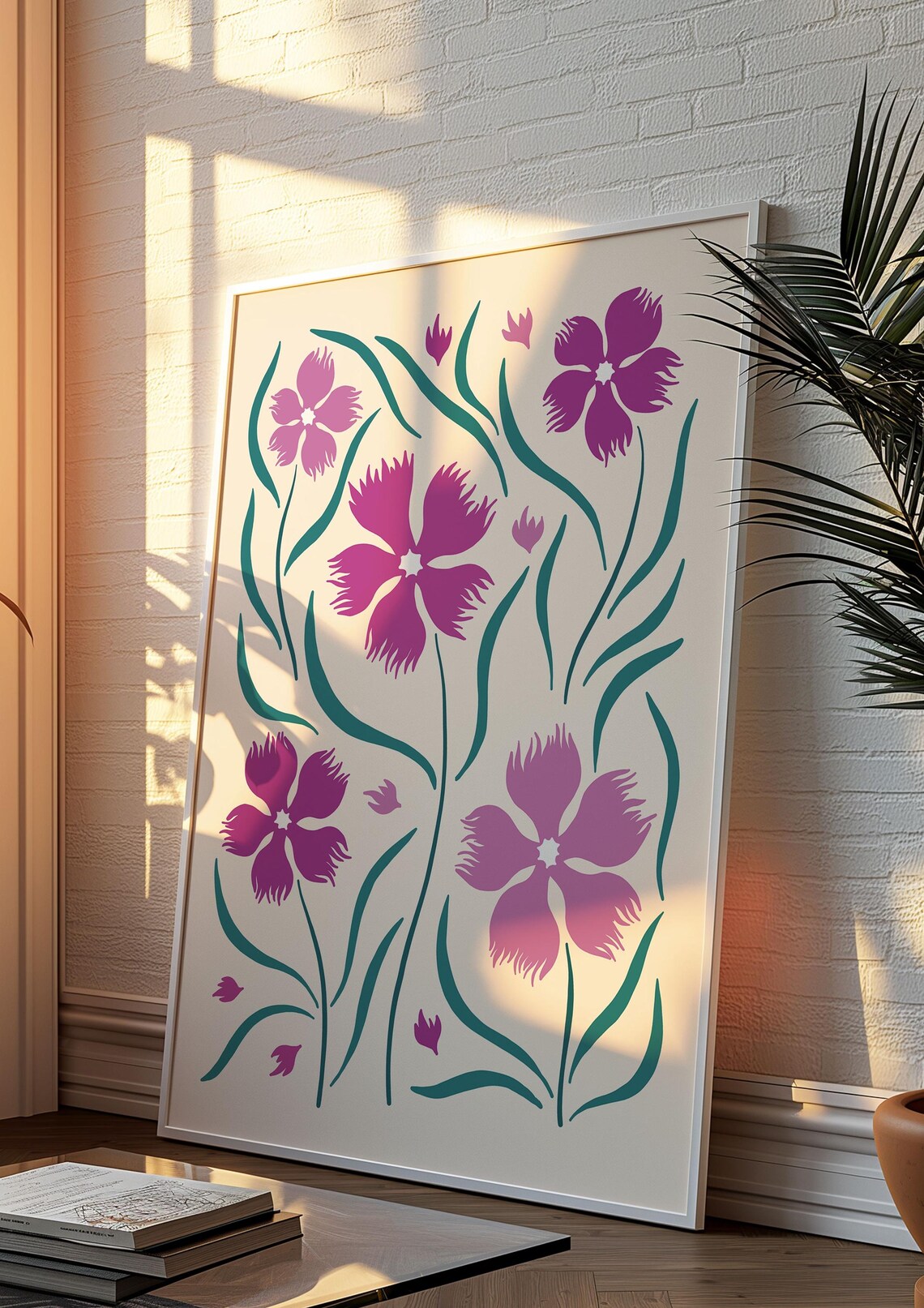 Magenta Cornflower Maximalist Flower Market Illustration Poster - Image 3