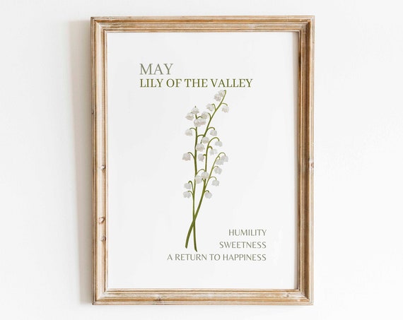 Lily Of The Valley Watercolor Art Print, Minimalist Floral