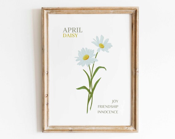 Daisy Watercolor Art Print, April Birth Flower