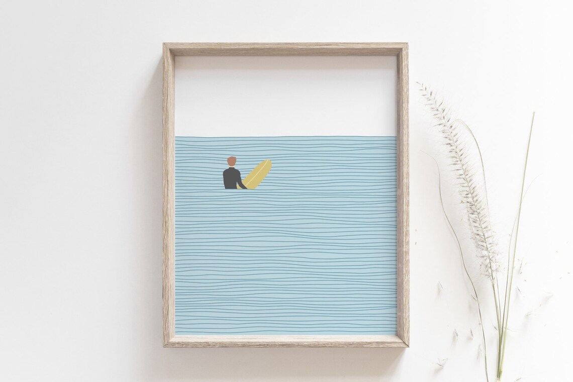 Surfer Boy Print, Ocean Beach House Decor Poster - Image 3