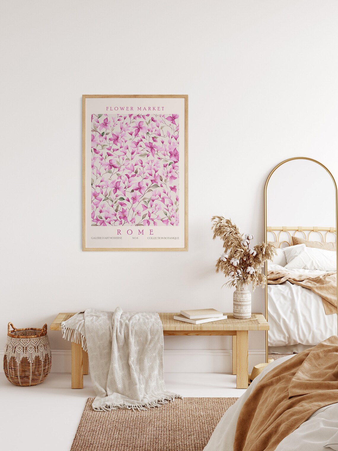 Flower Market Rome Bougainvillea Pink Floral Botanical Poster - Image 2