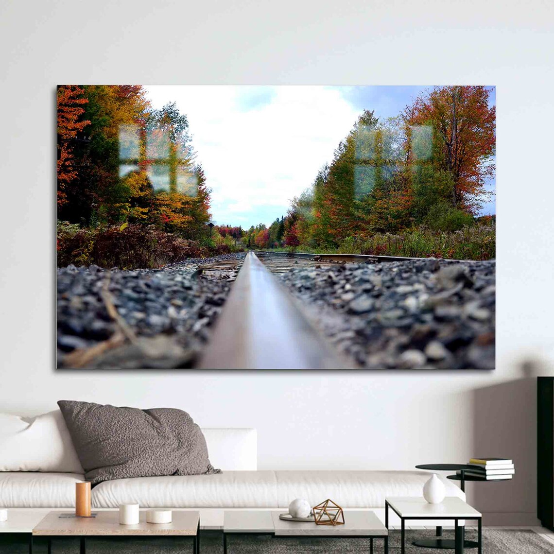 Autumn Railroad Tracks Forest Fall Colors Photography Poster