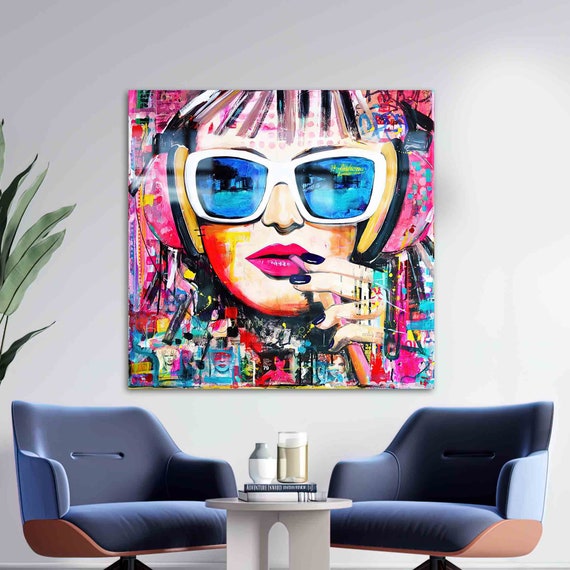 Glass Printing Tempered Art Graffiti Woman Lip Abstract Wall