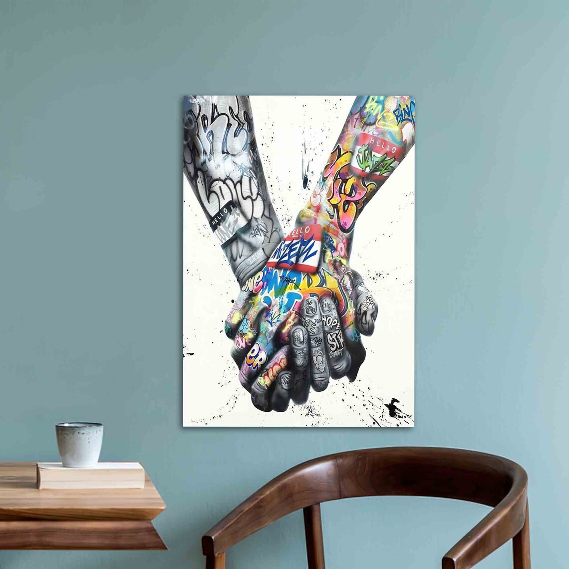 Graffiti Holding Hands Street Art Urban Love Bold City Poster