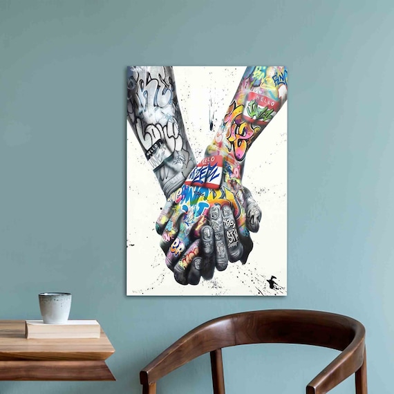 Graffiti Holding Hands Street Art Urban Love Bold City Poster