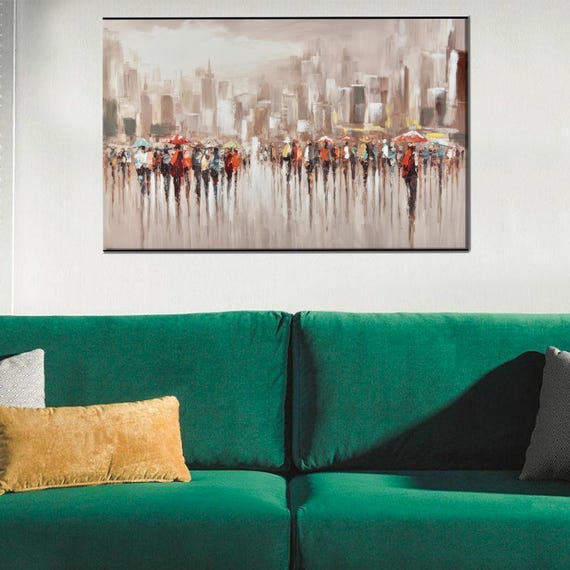 People With Umbrellas Canvas Gift Office Art Abstract Artwork Modern Baby Girl Personalized