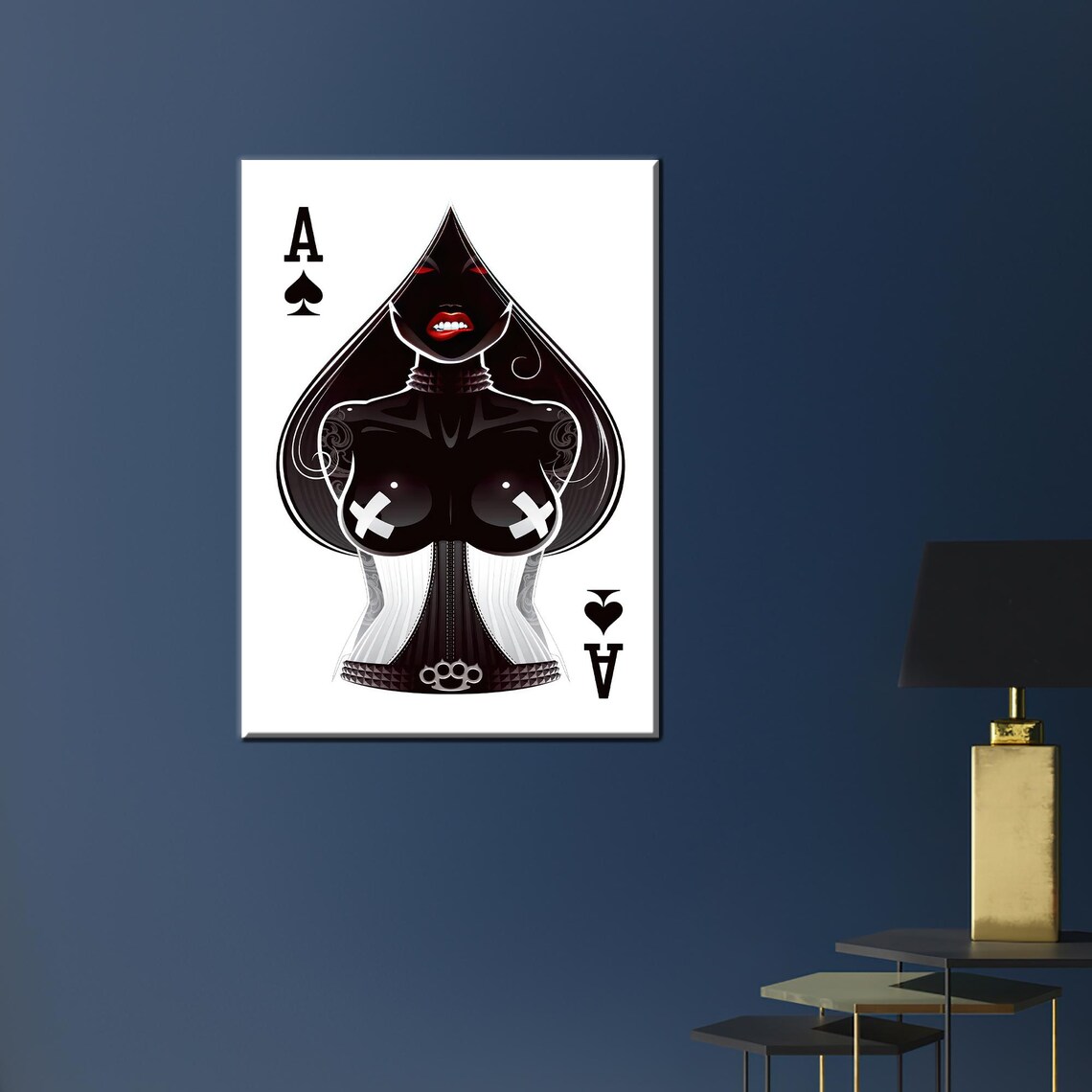 Ace of Spades Playing Card Pin Up Woman Bold Graphic Style Poster