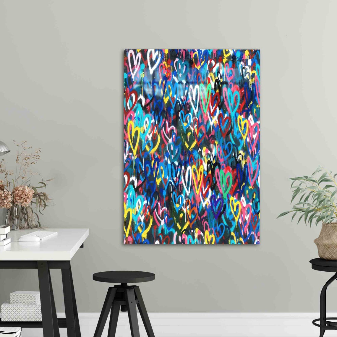 Colorful Graffiti Hearts Spray Paint Urban Street Art Poster